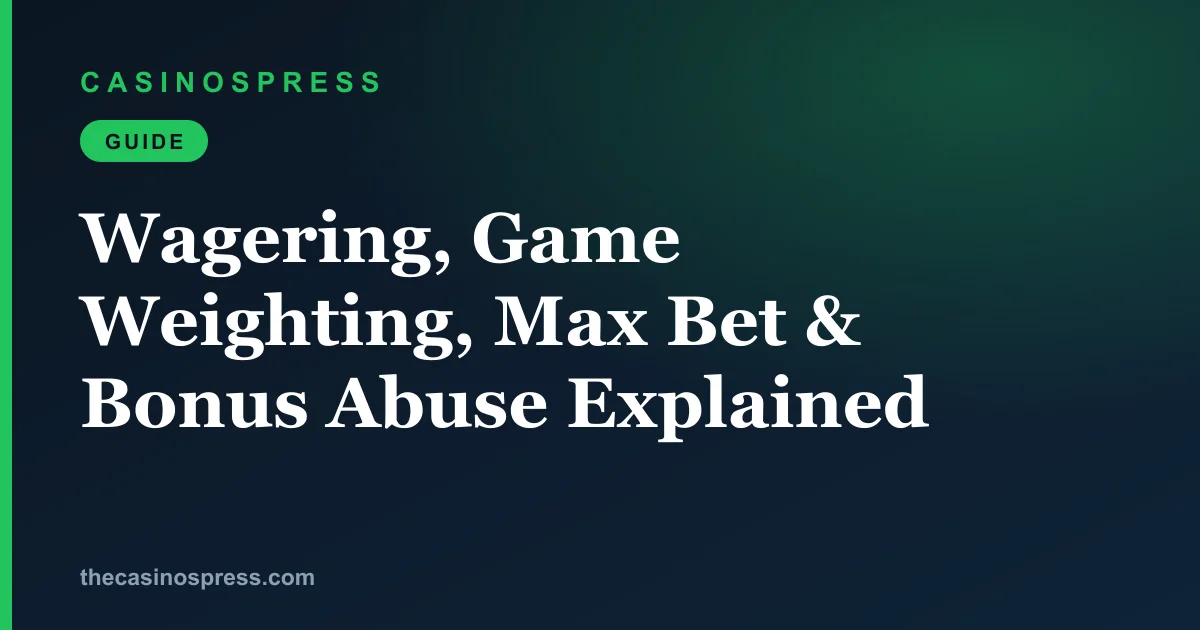Wagering, game weighting, max bet and bonus abuse explained for Malaysian players
