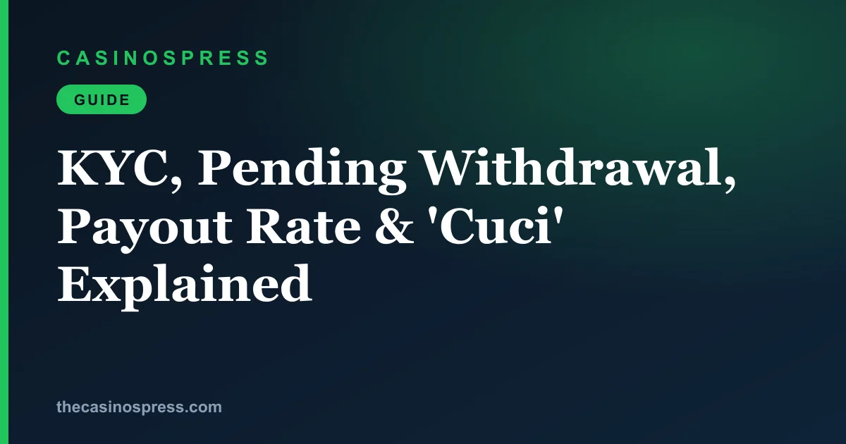 KYC, pending withdrawal, payout rate and cuci explained for Malaysian players
