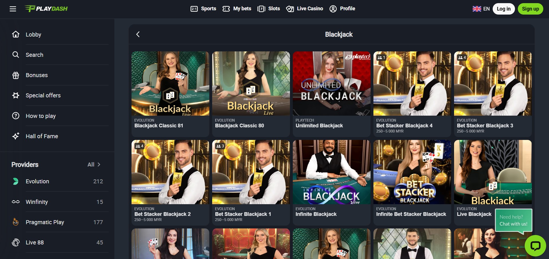 playdash live blackjack